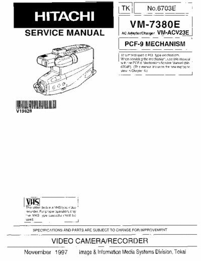 Hitachi VM-7380E Service Manual Video Camera Recording (Nov.1997) - Ac Adapter/Charger VM-ACV23E - (9.302Kb) Part 1/4 - pag. 105